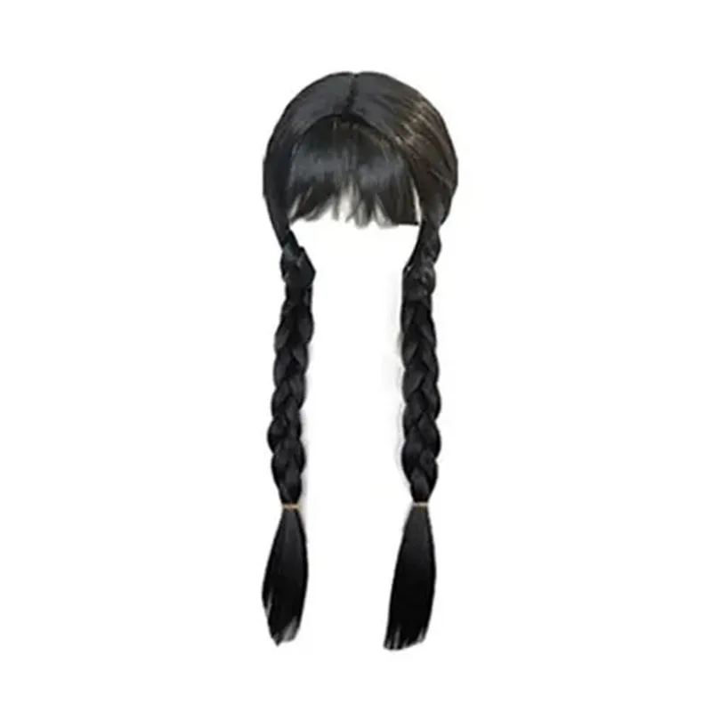 Kids Girls Halloween Accessories Prop Wednesday Wig Hand Mask Necklaces Headbands Gloves Cosplay Party Dress Up