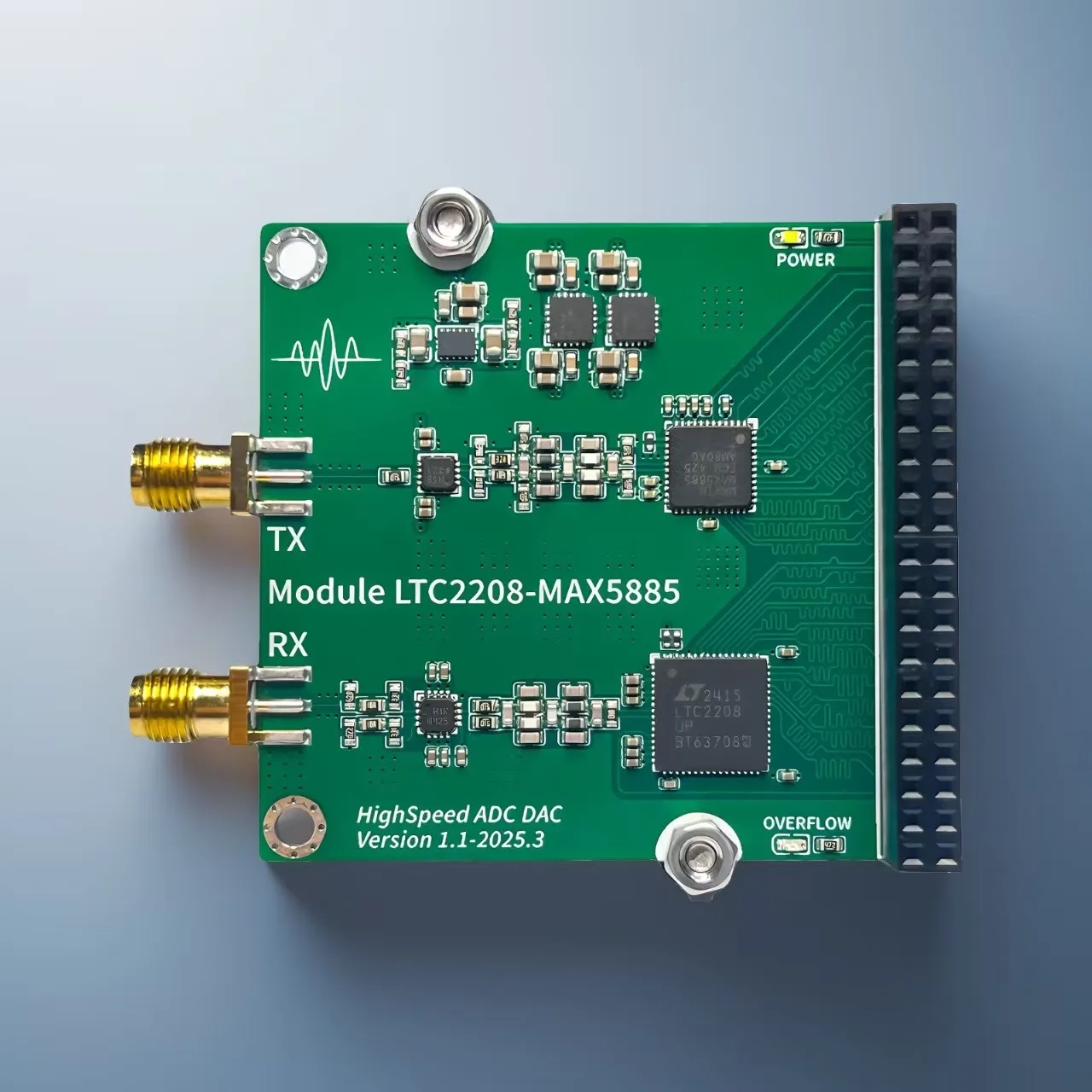 

Модуль высокоскоростного АЦП LTC2208, модуль ЦАП MAX5885 для генерации/захвата произвольных сигналов