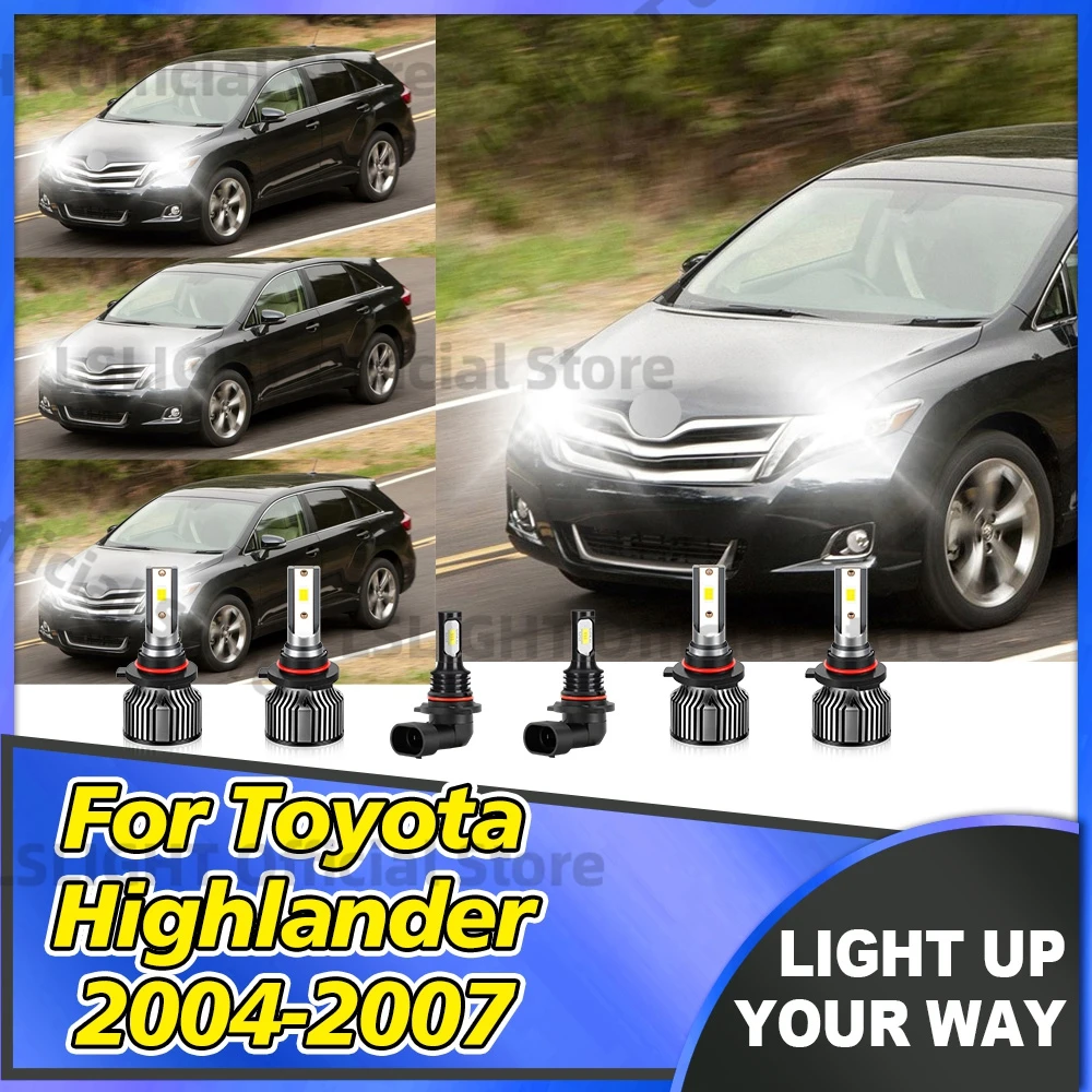

2/6x светодиодные лампы для Toyota Highlander 2004 2005 2006 2007 автомобильные передние фары дальнего ближнего света 20000LM 120 Вт фары 12 В противотуманные фары