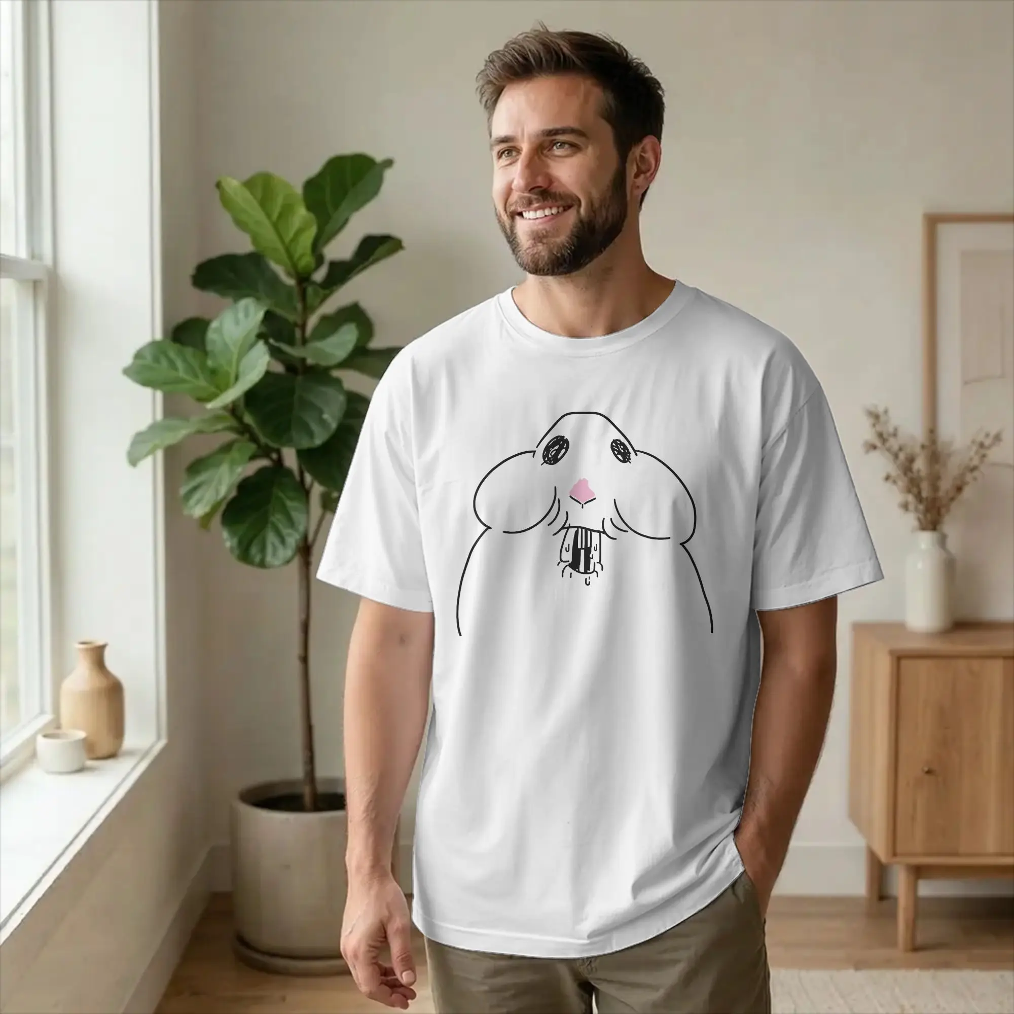 Men Happy Hamster Eating Face Funny T Shirts Rodent Meme Cotton merch Humor Short Sleeve O Neck Tee Shirt Summer T-Shirts