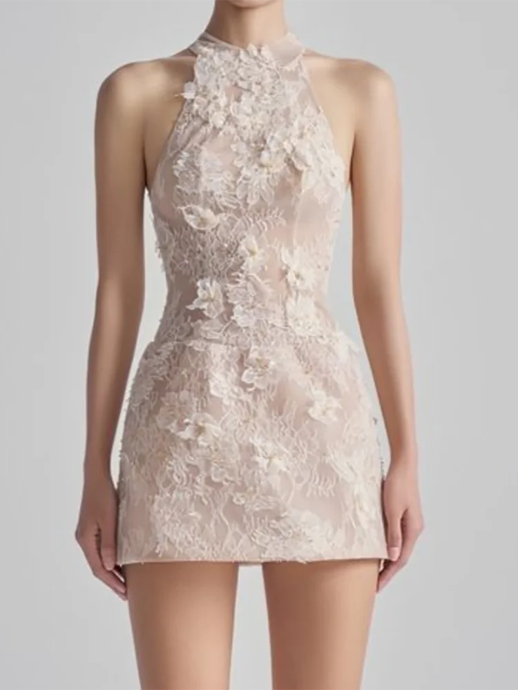 우아한 O-넥 아플리케 민소매 미니 정장 이브닝 드레스 생일 파티 댄스 파티 드레스 맞춤형