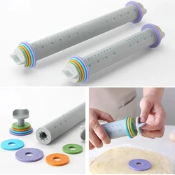 Holaroom Multifunction Fondant Cake Pastry Thickness Adjustable Rolling Pins Easy Clean Silicone Rolling Pin Decor Bakeware Tool