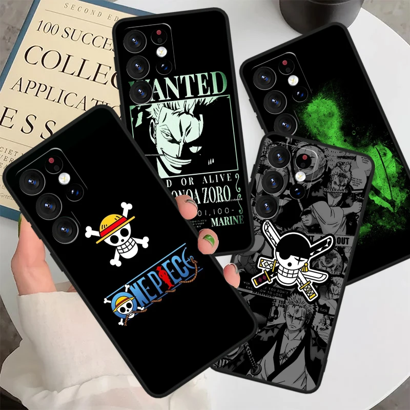 Cartoon O-ne P-ieces Zoro For Samsung S24 S23 S22 S21 S20 FE S10e S10 S9 Ultra Plus Plus Soft Silicone Black Phone Case