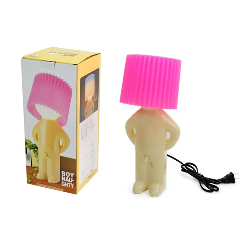 New Design Human type luminaria naughty shy little boy table lamp Creative bedroom bedside learning and reading LED baseus lamp