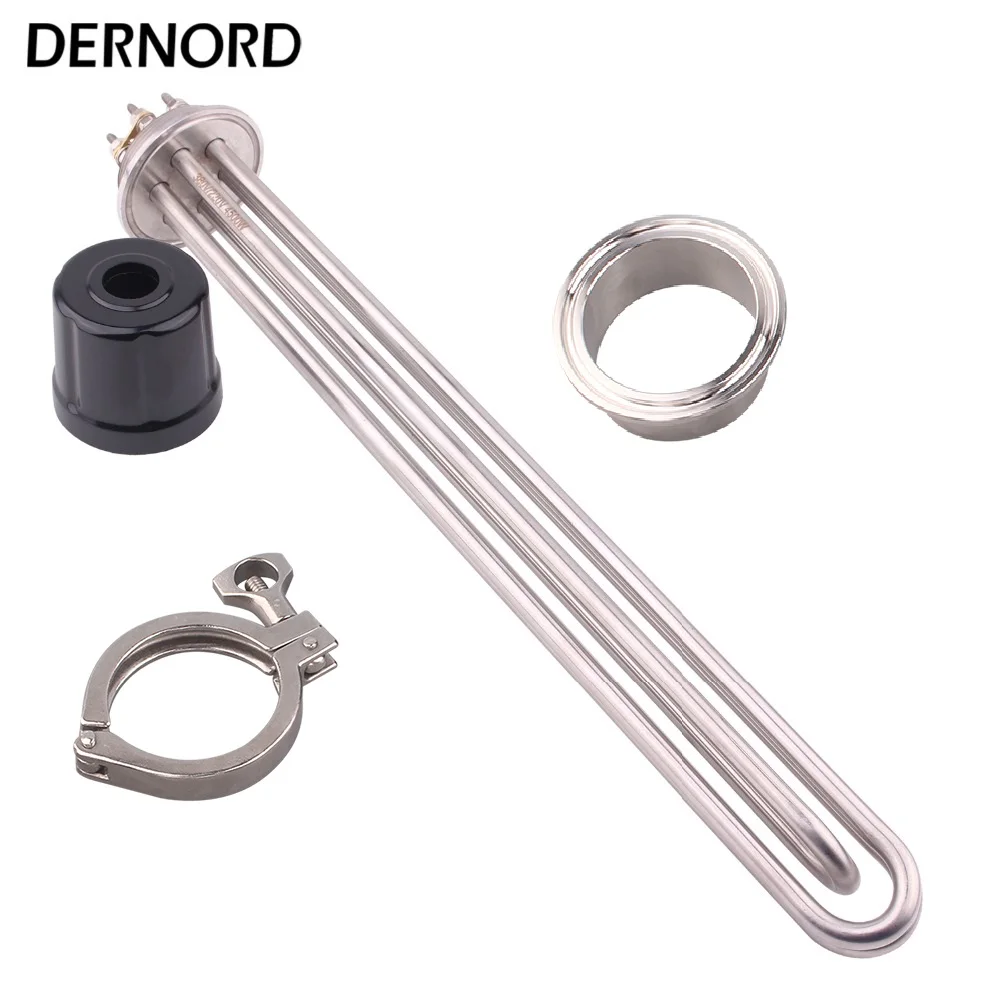 DERNORD 2 Inches Tri clamp Immersion Distillation Heater ULWD Brew Heater 3KW 4.5KW 6KW 9KW  Electric Heating Element 220V 380V