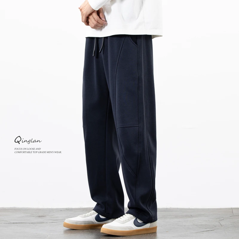 

Men's Winter Knitted Trousers Straight Leg Casual Loose Fit Fce Lined Thiened Sports Pants for Teenagers And Adults