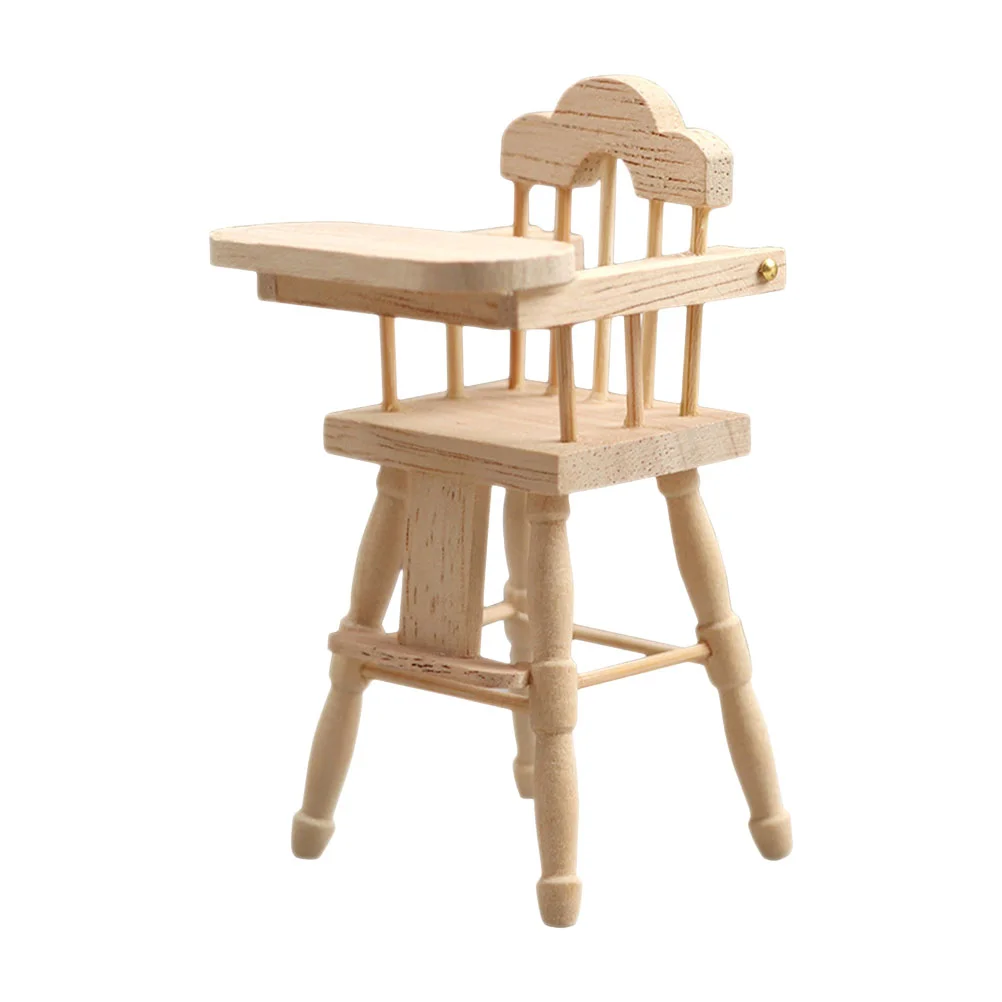 112 House Infant Chair Model Baby High Wood Decoration Worlds Smallest Toys Prop