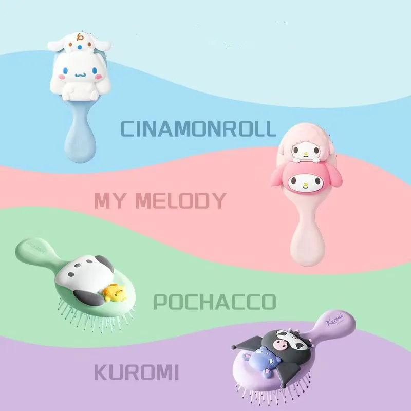 أنيمي سانريو كورومي Pochacco سينامورول بلدي ميلودي ثلاثية الأبعاد تدليك وسادة هوائية مشط المحمولة ولطيف مكافحة ساكنة مشط صغير فتاة الهدايا