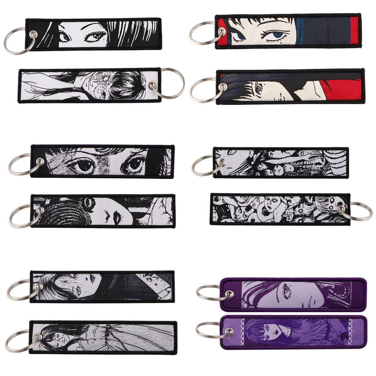 1 unidade de chaveiro bordado com desenho de mulher de terror retrô, estilo sombrio, com argola de metal, acessório decorativo para pendurar em mochilas e bolsas.
