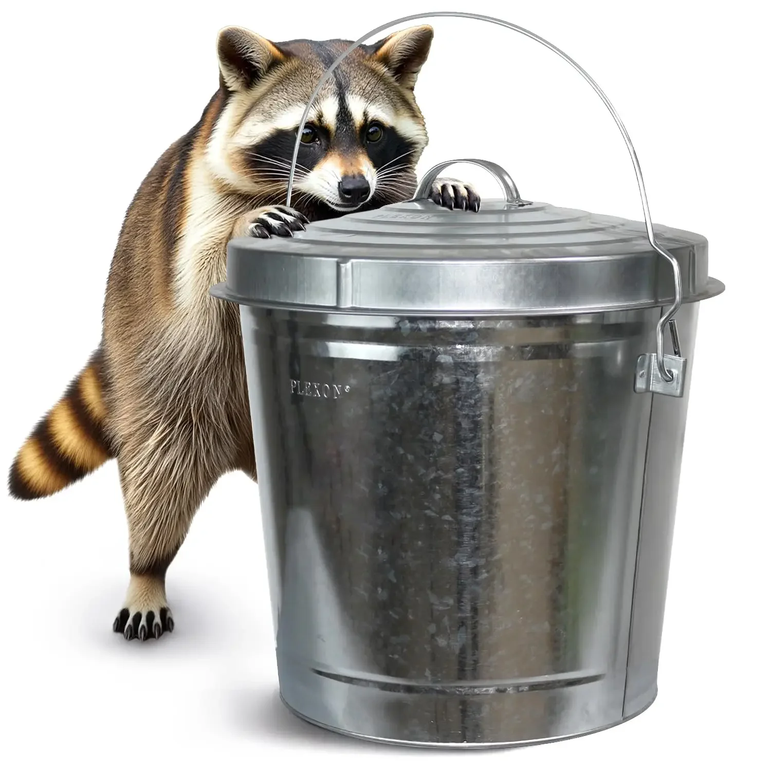 

10 Gallon Trash Can with Lid Outdoor Galvanized Metal Bucket with Locking Lid for Poultry Feed Bird Seed Storage Ash Garbage Tra