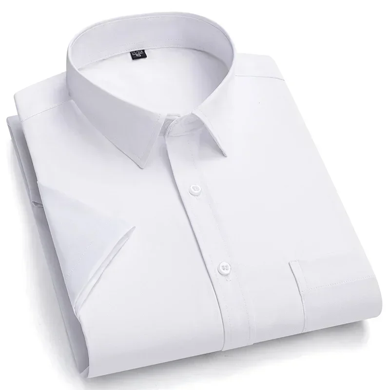 8XL New Men's Business Casual Solid Color Short Sleeved Shirt for Summer Fashion White Short-sleeved Shirt Men's Versatile Top