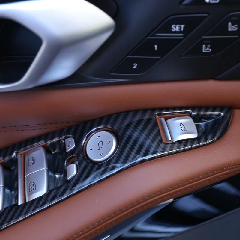 

Interior Car Accessories For BMW X5 G05 X7 G07 2019-2022 ABS Carbon Fiber Car Window Lift Button Frame Trim Cover Sticker(LHD)