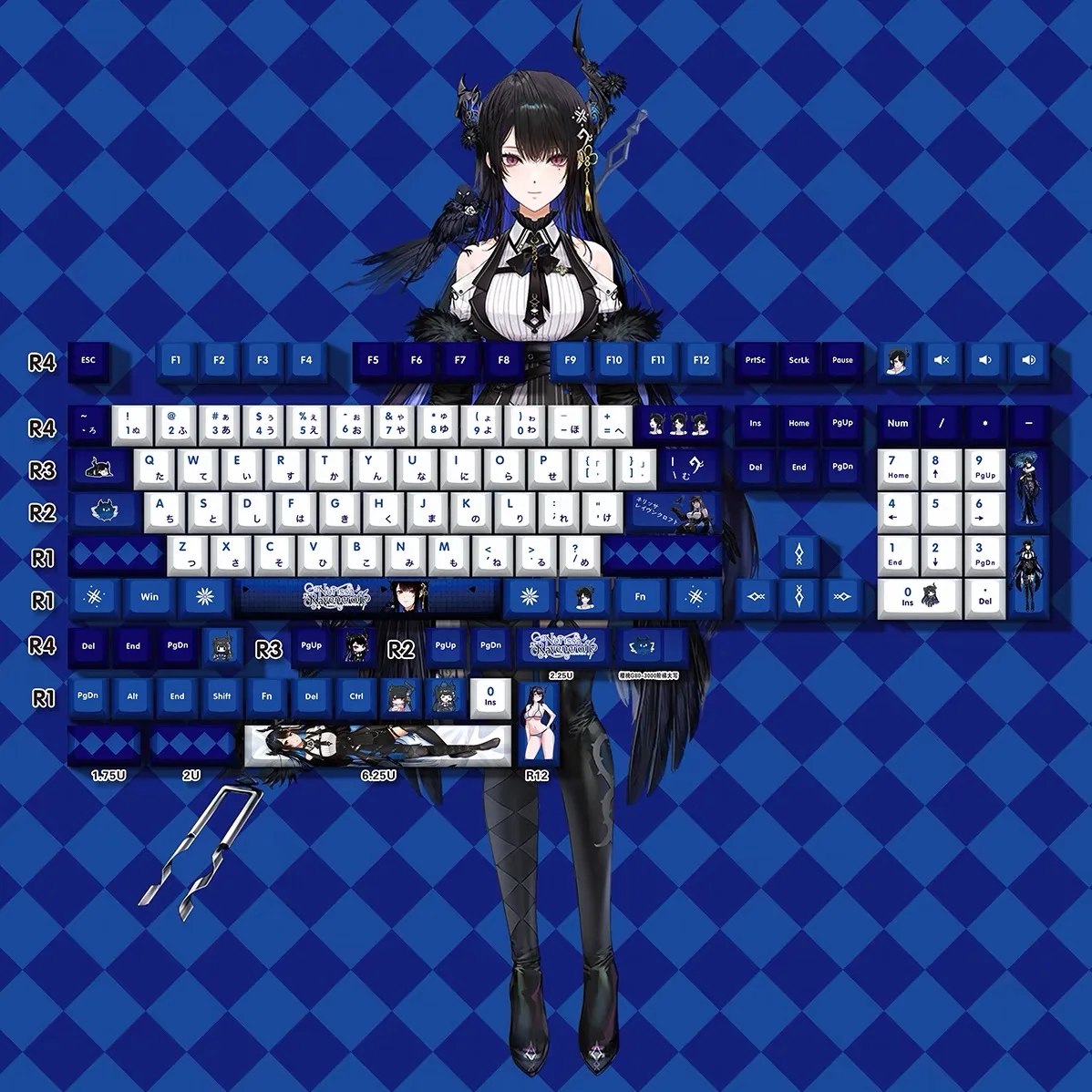 

Nerizzler Keycaps Hololive Vtuber Key Cover PBT DYE Sublimation Cherry MX Cross Axis Switch Keycap for Mechanical Keyboard