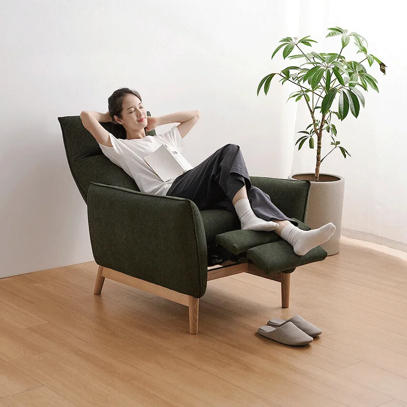 Hand push backward adjustment sofa person lazy fabric sofa living room reading sitting recliner