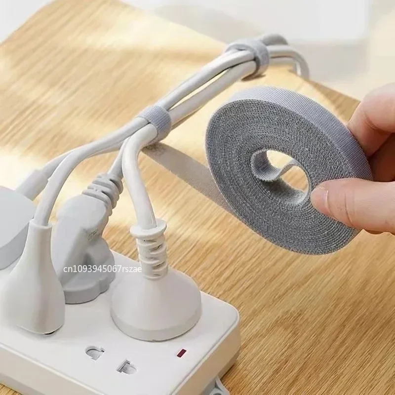 Cable Organizer Self Adhesive Fastener Tape Hook Loops Nylon Free Cut Ties Magic Tape Wire Organizer Earphone Cord Cable Ties view 6