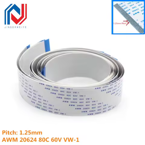 2pc FPC FFC Flexible Flat Cable 1.25mm Pitch AWM 20624 80C 60V VW-1 4P/5/6/7/8/9/10/11/12/13/14/15/16/18/19/20/21/22/24/26/30Pin