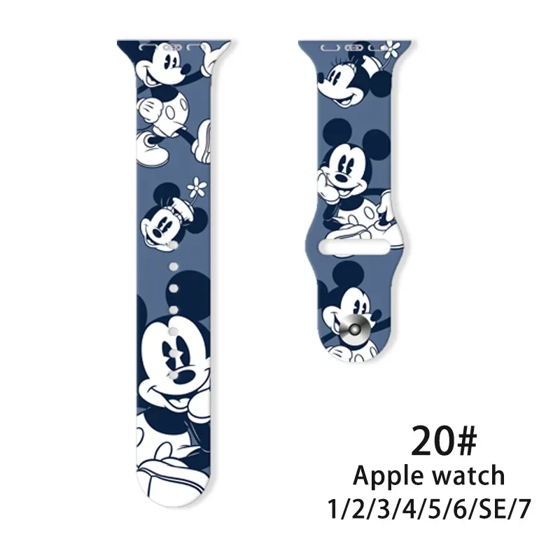 Disney Mickey Silicone Strap for Apple Watch Band 41mm 45mm 44mm 42mm 40mm 38mm Bracelet for IWatch Wristband SE 7 6 5 4 3 2 1