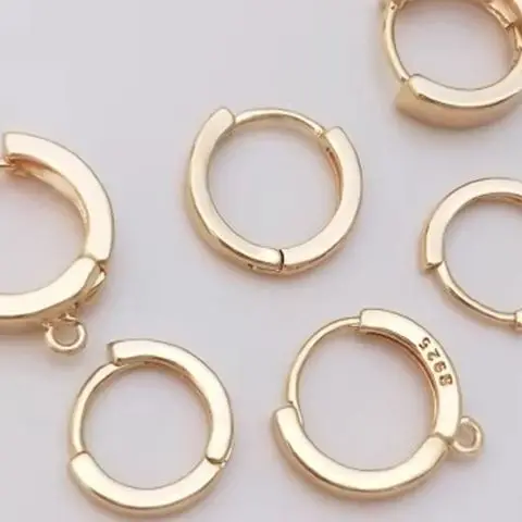 

Плоские серьги с позолотой 14 карат, круглые с подвесными пряжками для ушей, серьги ручной работы «сделай сам», материалы для ювелирных аксессуаров