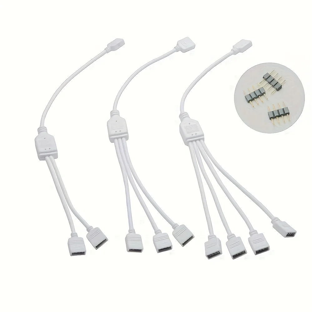 1pc RGB 4 Pin Wire Connector 1 to 2 /1 to 3 /1 to 4 Female to Female Splitter Connector Extension Cable for 3528 5050 LED Strip