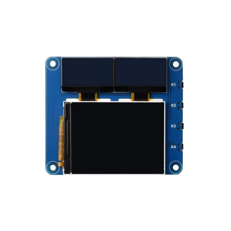 Raspberry Pi OLED/LCD HAT, pantalla principal IPS de 2 pulgadas a bordo y pantallas traseras OLED azules duales de 0,96 pulgadas