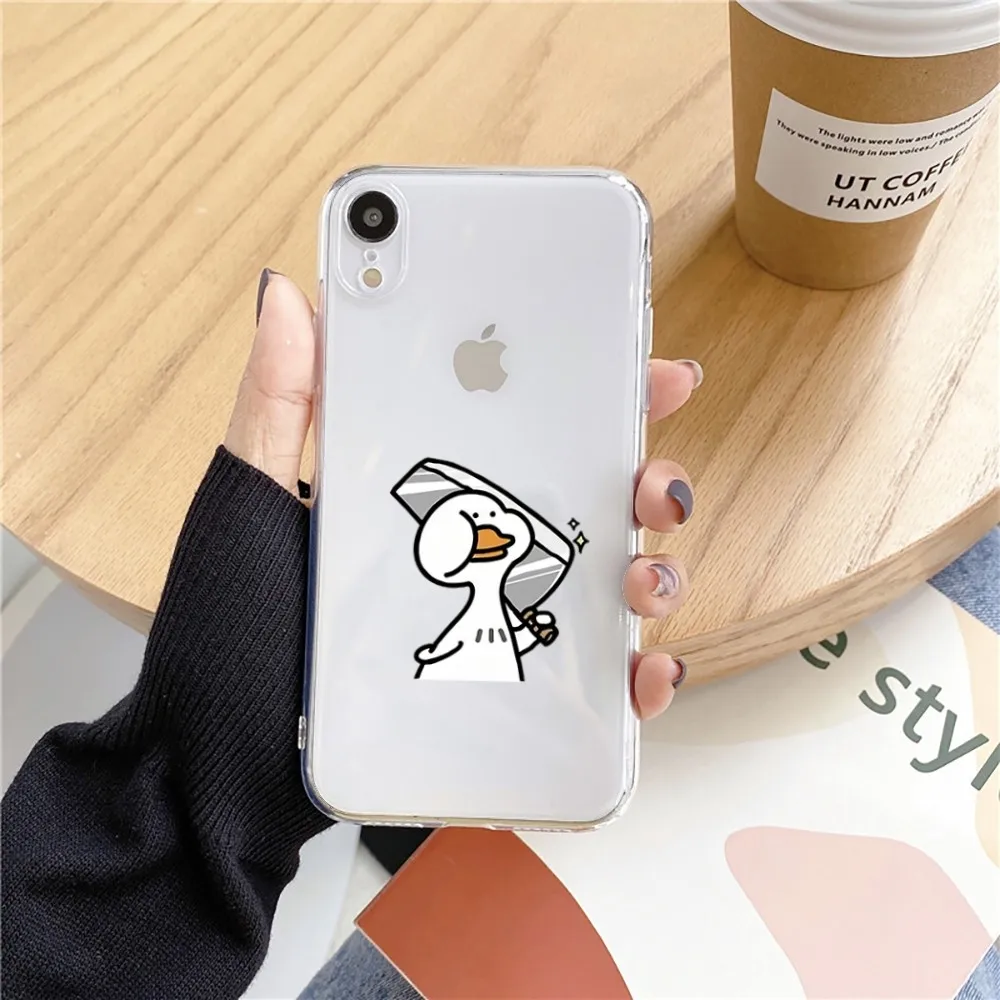 Cute Cartoon Duck Phone Case For Iphone 15 11 13 14 Pro Max 7 8 Plus X Xr Xs Max Se2020 12mini Transparent Cover