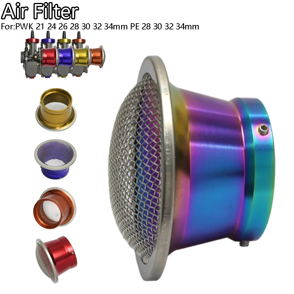 CNC Motorcycle Carburetor Air Filter Cup 50/55mm For PWK 21-34mm PE 28 30 Modified Velocity Stacks Air Filter Cup With Net