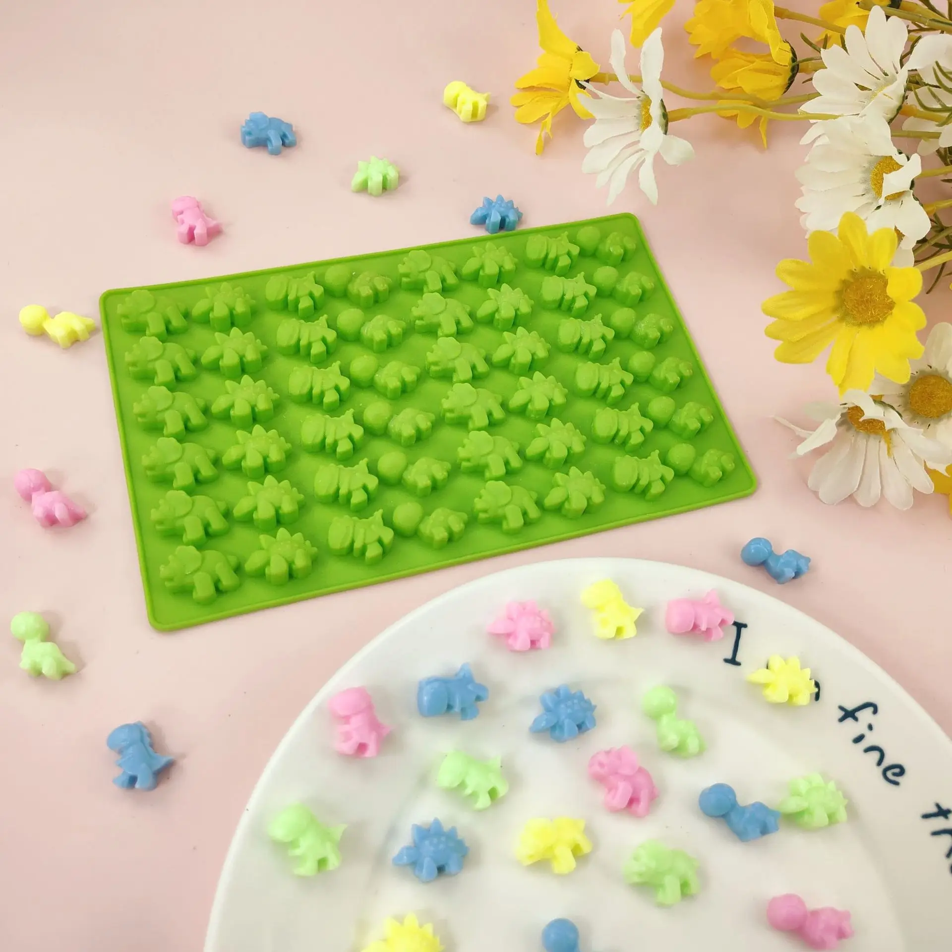 48 Hole Small Dinosaur ﻿Silicone Mold Fondant Cake Decoration Tool Chocolate Gumpaste Mold Sugarcraft Kitchen Baking Accessories