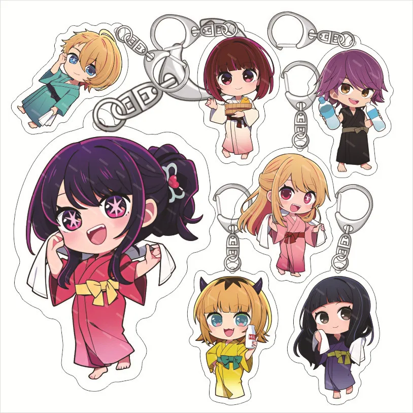 Cute Anime Oshi No Ko Hoshino Akuamarin Acrylic Figure Keychain Creative Badge Key Ring Bag Gift Jewelry Cartoon Accessories