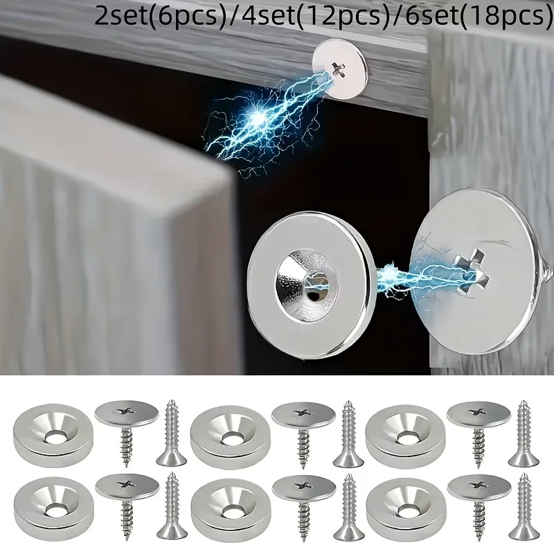 Strong Magnetic Cabinet Snaps Cupboard Door Magnet Clasps with Screws Wardrobe Seal Snap Furniture Door Fastener Hidden Latches