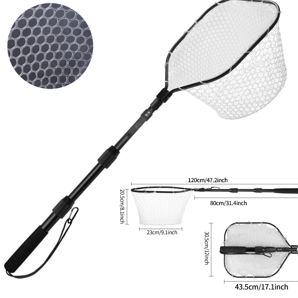 Intrekbaar Schepnet Opvouwbaar 1.9m/1.5m/1.3m Telescopisch Visnet Buiten Zee Net Draagbaar Hand Dip Net Voor Karper Vliegvisserij Plezier