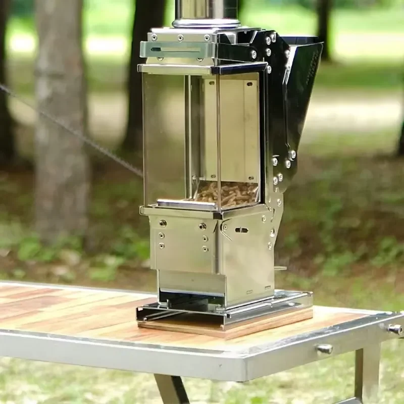 Modern 304 Stainless Steel Portable Outdoor Camping BBQ Grill Big Wood Stove for Fire Watching & Heating Smokeless
