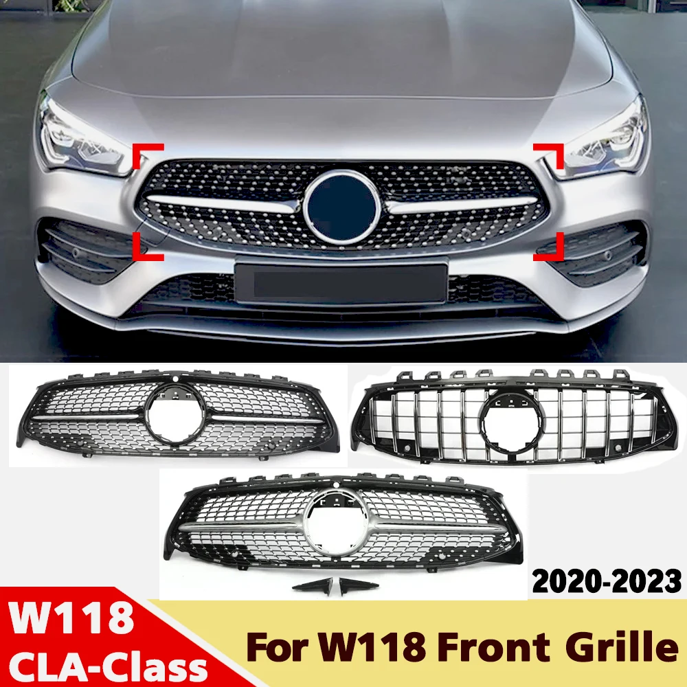 

Mercedes C118 W118 Mercedes CLA 2019-2022 180 200 250 220GT Алмазная решетка переднего бампера, аксессуары для тюнинга