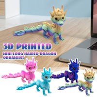 3D Printed Long Haired Dragon Multi-color Gradient Toy Home Office Desktop Ornament Micro Landscape Garden Decoration Xmas Gift