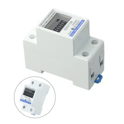 1pc LCD Single Phase Electric Energy Meter Rail-type KWH AC Intelligent Digital Display Watt-Hour Meter 220V 60A Switch Breaker