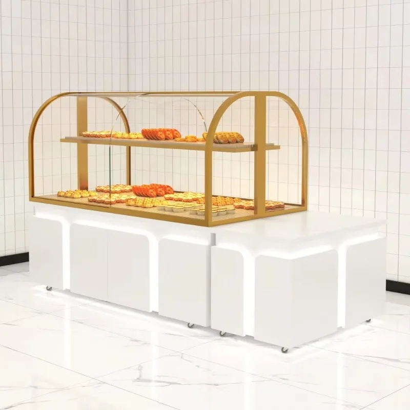 Bread Cabinet Right-Angle Curved Cake Display Cabinet Pastry Baking Dessert Mousse Bread Preservation Cabinet