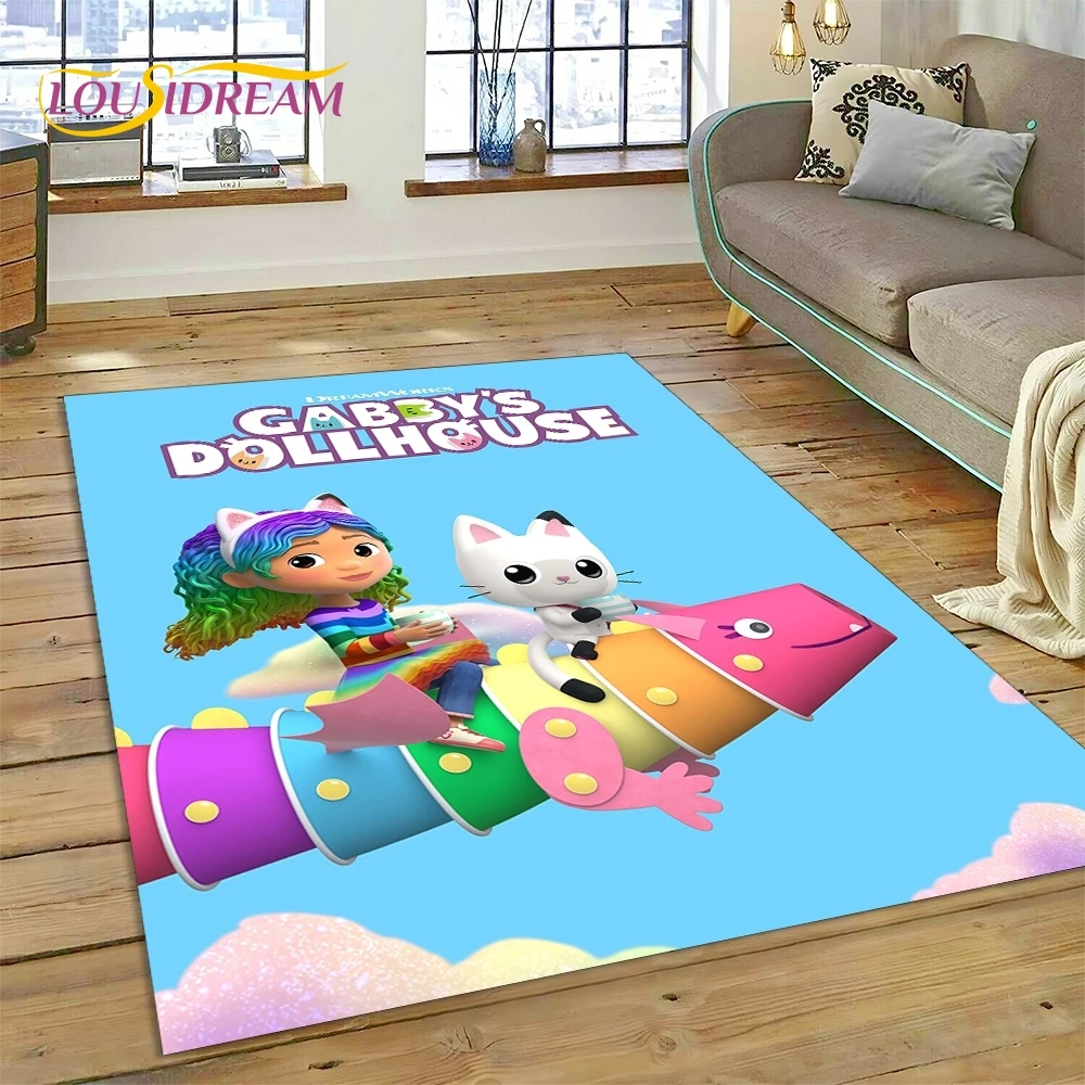 Cartoon Cute Gabbys Dollhouse Girl Rug Carpet for Living Room Bedroom Home Decor,Non-slip Decoration for Sofa Doormat Gifts Kid