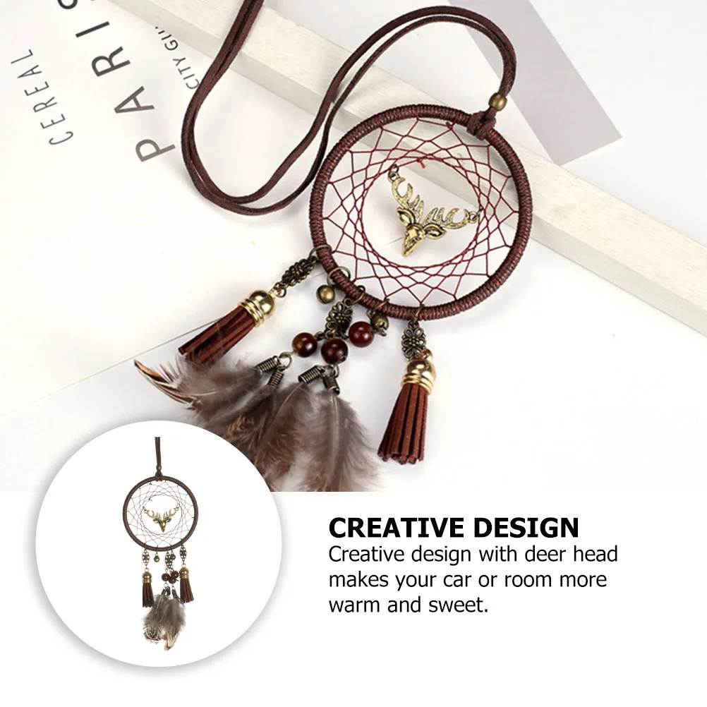 

Deer Head Hanging Car Deer Head Hanging Pendant Room nament Wall Dream Catcher Art Decor Home Office Bedroom