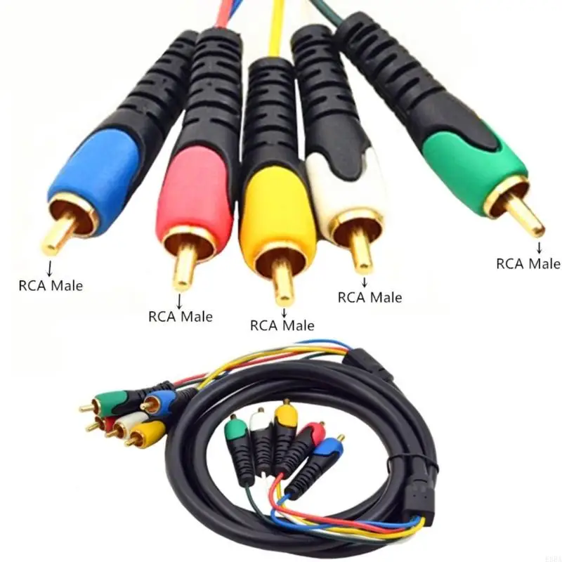 E8BA Gold Plants 5RCA мужчины до 5RCA мужской кабель 1,8 м длиной ПВК кабель против помех для вмешательства для телевизионного