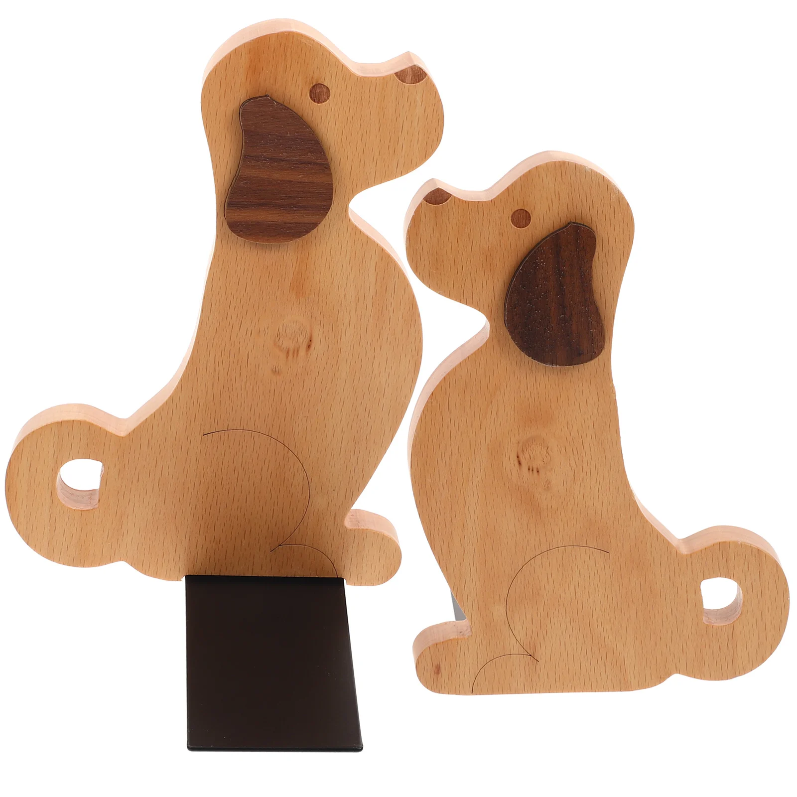 

2 Pcs Wooden Bookend File Organizer Desktop Hold Animal Bookends for Shelves Puppy Dog Design