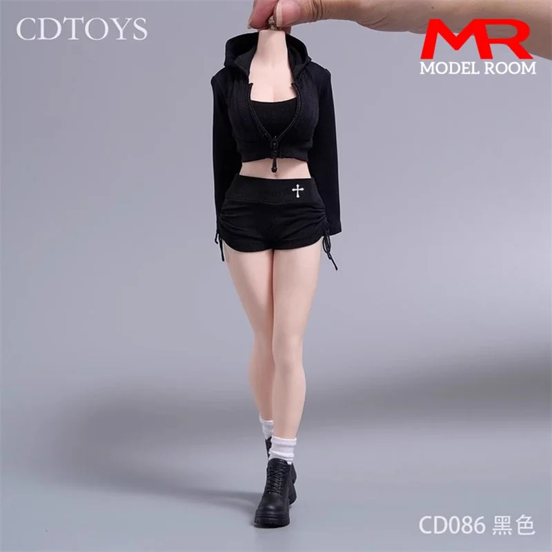 cdtoys cd086 Weibliche Sportbekleidung im Maßstab 1:6, kurzes Oberteil, Kordelzug, Shorts, Kleidung, Modell, passend für 12'' Soldat, Actionfigur, Körperpuppen