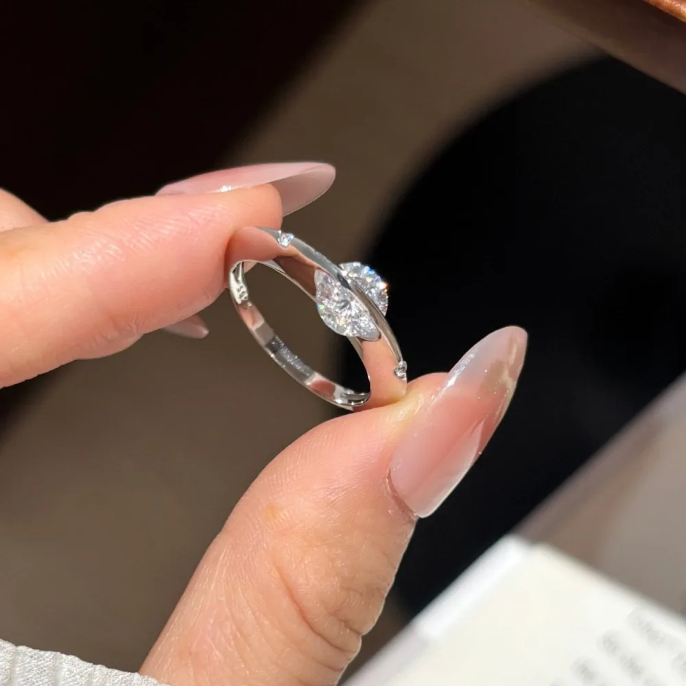 TBCYD 1CT Moissanite Ring S925 Sterling Silver Spinner Ring Anti-stress Rings for Women Wedding Daily High Quality Fine Jewelry