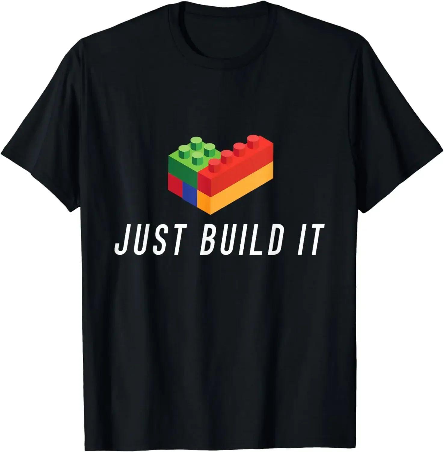

men Clothes Tops Ropa De Mujer Just Build It Building Toy Blocks Bricks Kids Play T-Shirt Graphic T Shirts harajuku