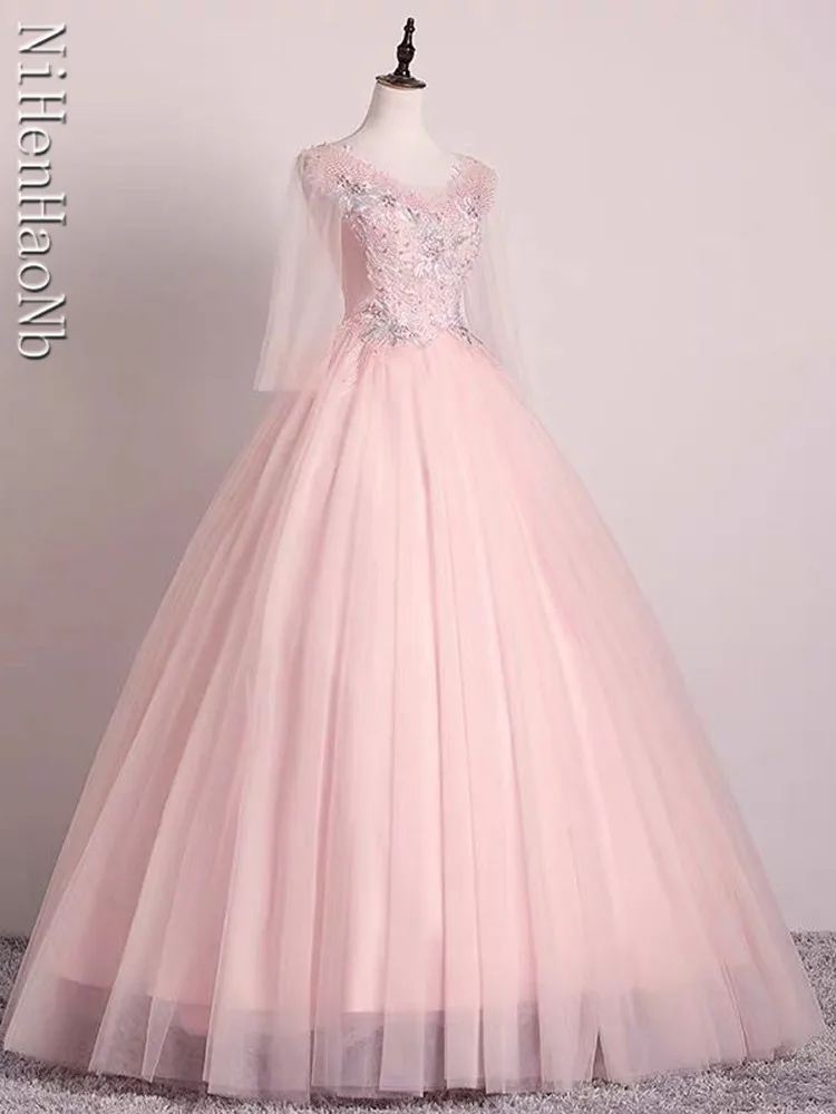 Vestido De quinceañera rosa, traje De baile De los 15 años, apliques De depuración, 2023