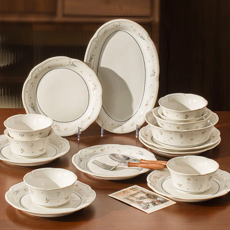 DSA dishes tableware set, underglaze ceramic dishes, household housewarming gifts, rice bowls wholesale