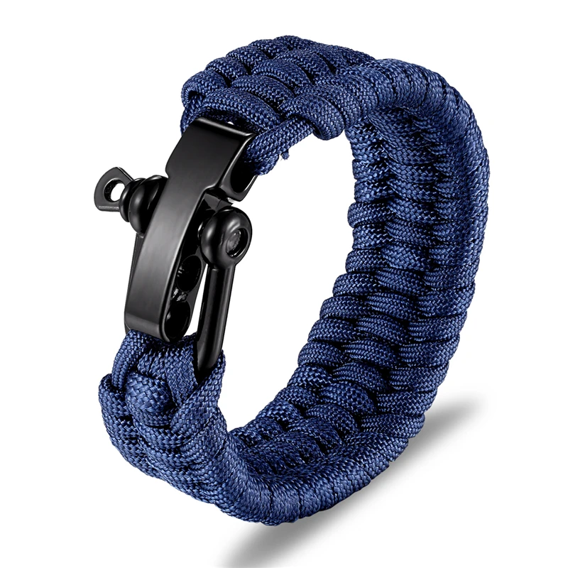 Outdoor Camping Stainless Steel Bracelet Men Paracord Parachute Rope Wristband Survival Bangle Homme Handmade Braided Jewelry