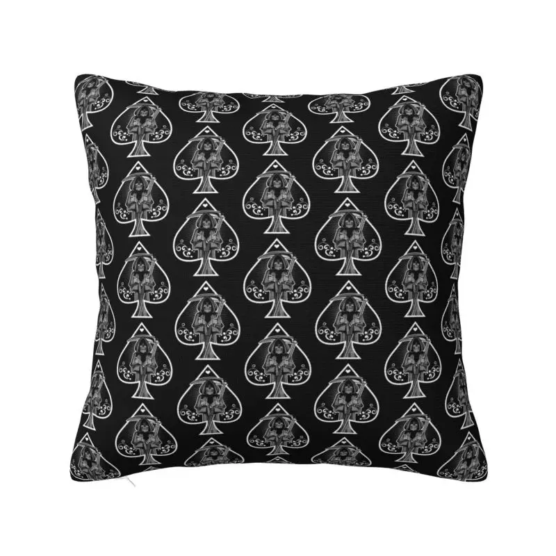 Custom Ace Of Spades Gothic Skull Poker Modern Throw Pillow Cover Living Room Decoration Sofa Cushion