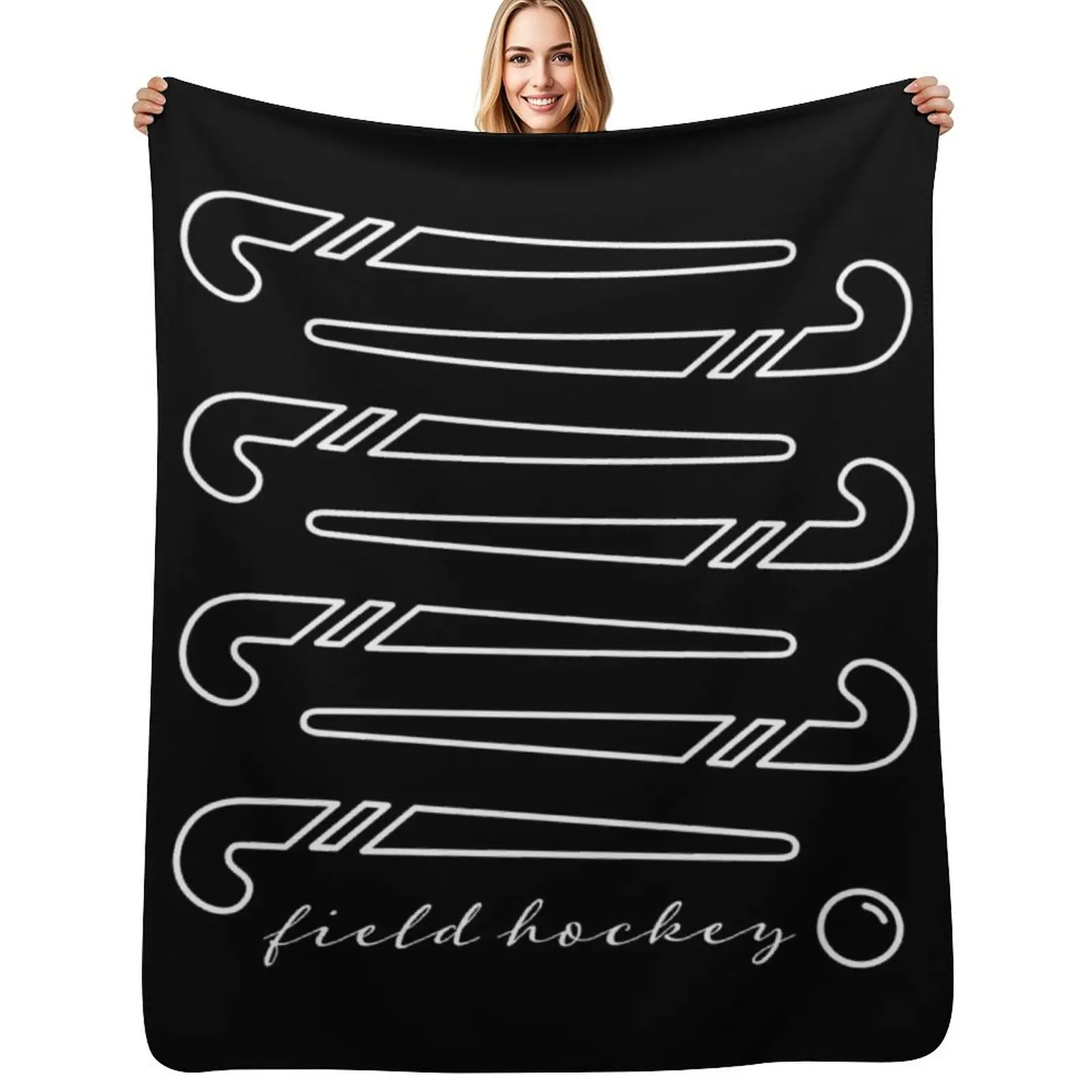 

Hockey stick white Throw Blanket Multi Use Warm Blanket for Living Room Bedroom
