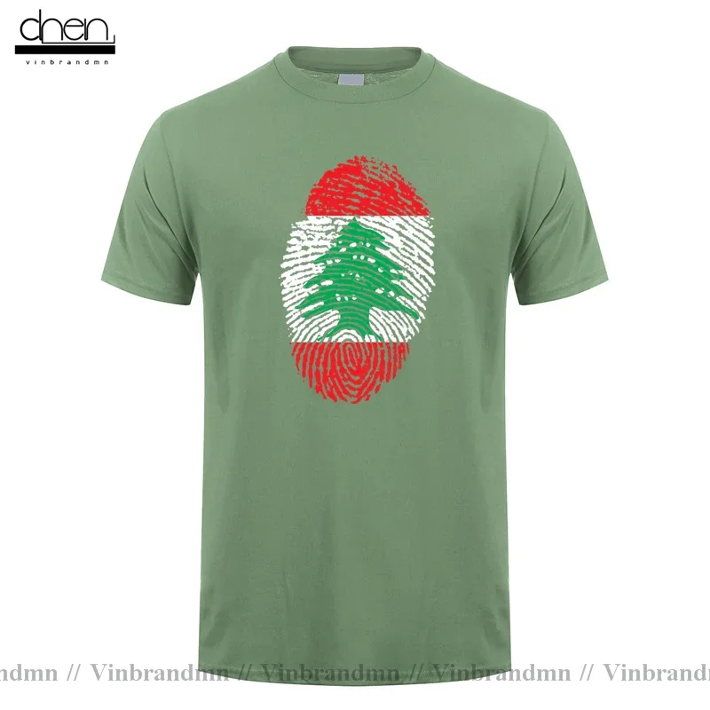 Lebanon Flag Fingerprint T shirt men family gift Summer Custom Lebanon Nation Flag Print Merry Christmas tree like suprem Tshirt