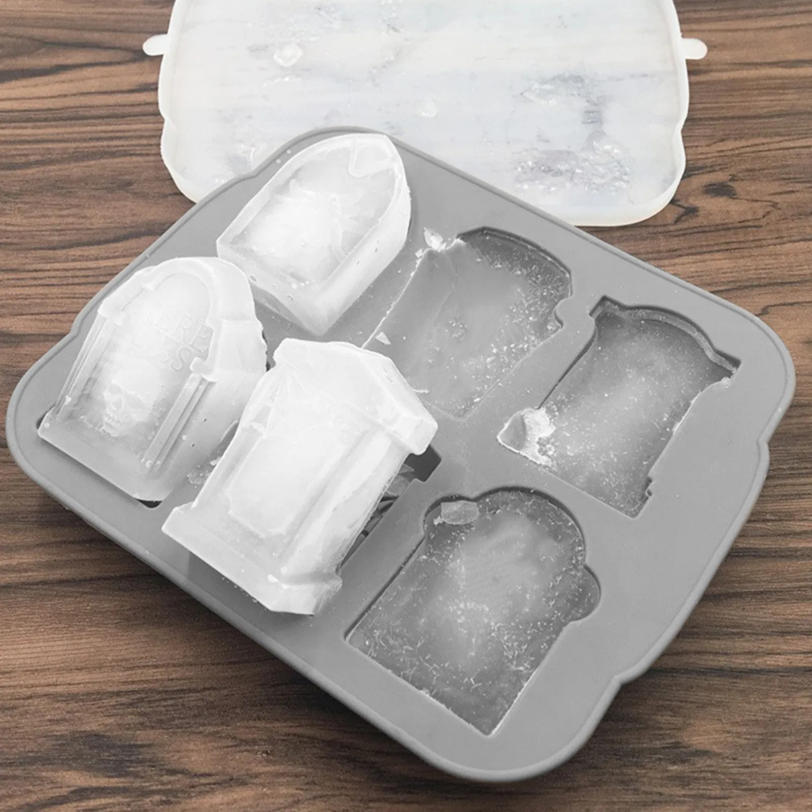Halloween Coffin Ice Cube Mold – Silicone Reusable Non-Stick Tray with Dustproof Lid for Party