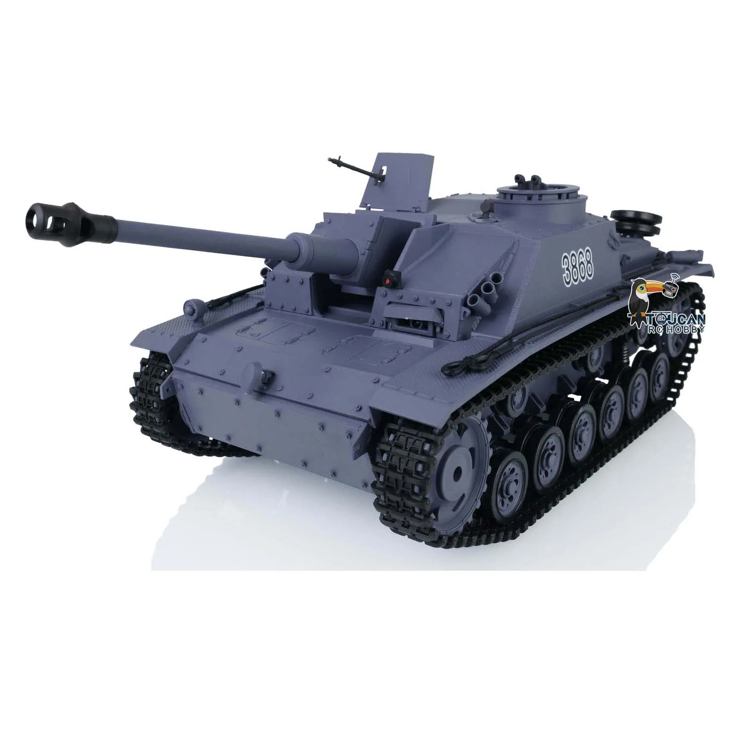 

Heng Long RC Tank 7.0 Plastic German Stug III 1/16 Scale 2.4G RTR RC Armored Car Model BB Shooting Toys for Boys 3868 TH17419